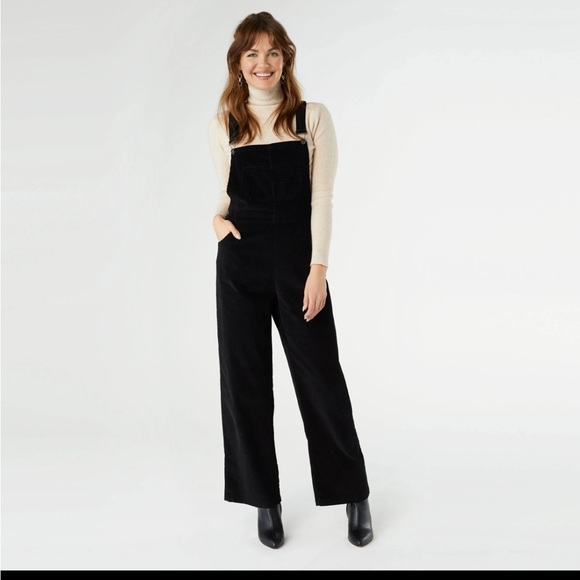 Coco + Carmen Women’s Black Corduroy Overalls - Picture 1 of 10